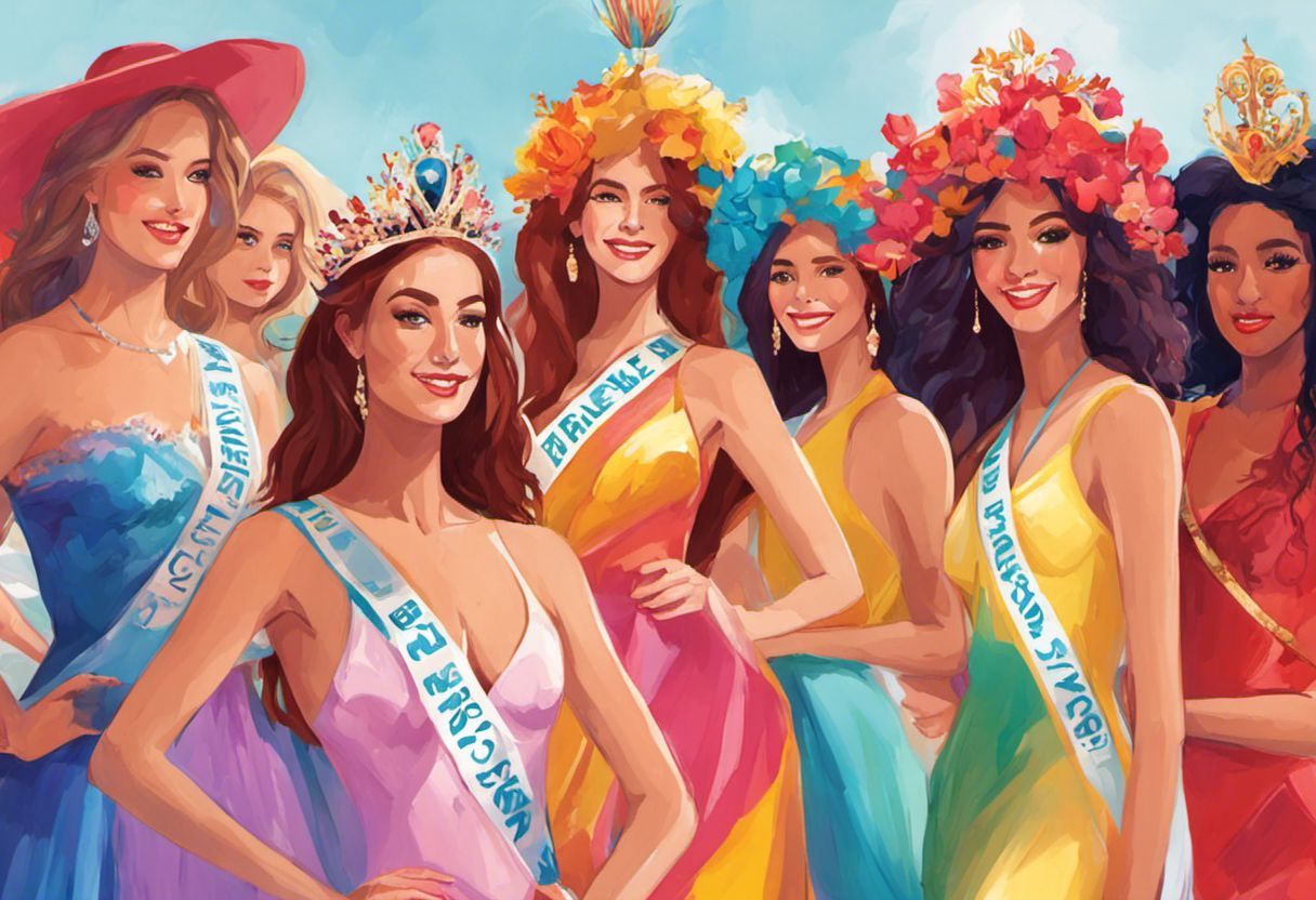 Compétition de beauté : illustration des participantes colorées