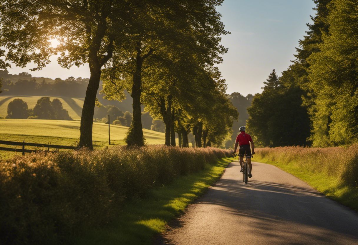Cycliste parcourant des paysages pittoresques en Bretagne.