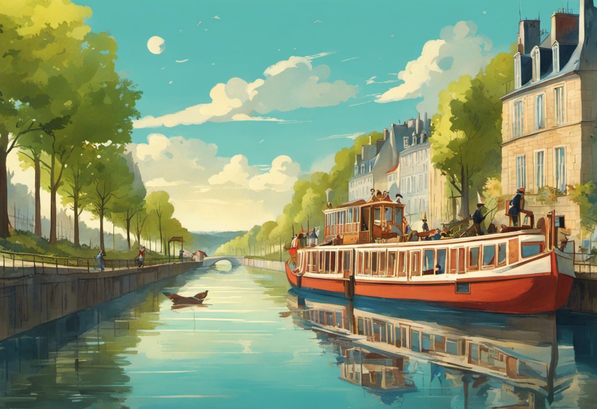 Illustration fantaisiste d'un voyage en canal