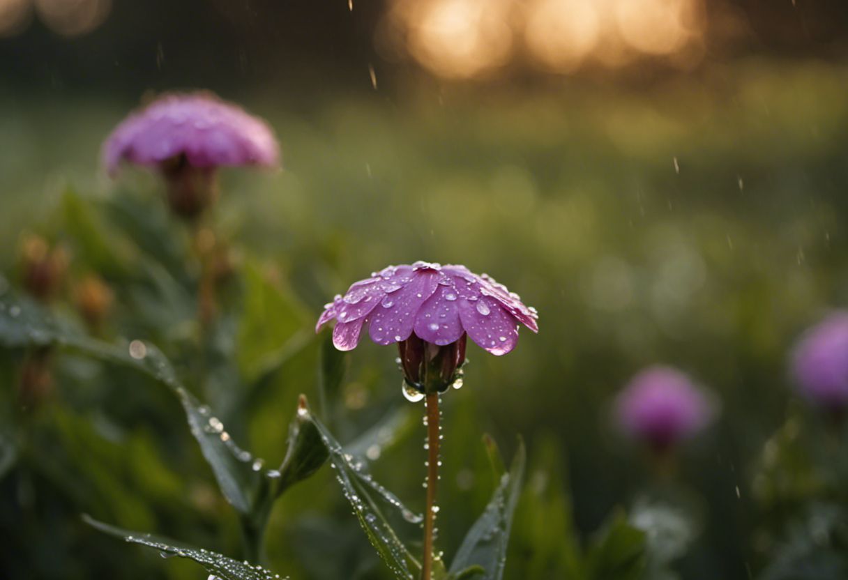 Regardez ces gouttes de pluie sur cette fleur