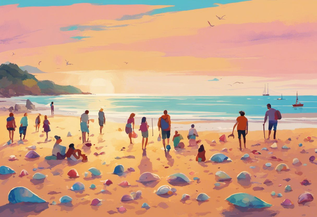 Illustration d'une plage bretonne avec des coquillages