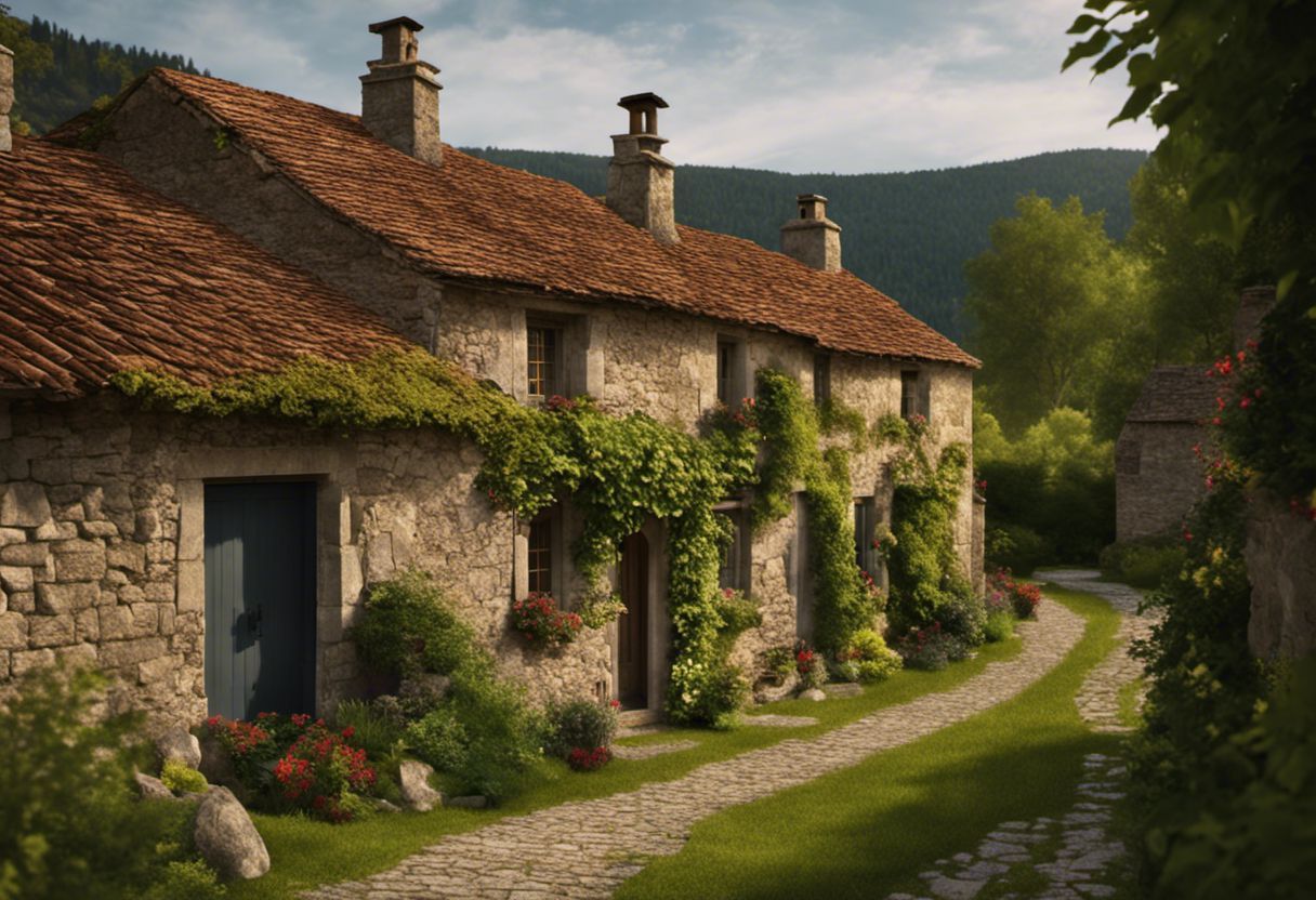 Magnifique village aux maisons en pierres naturelles