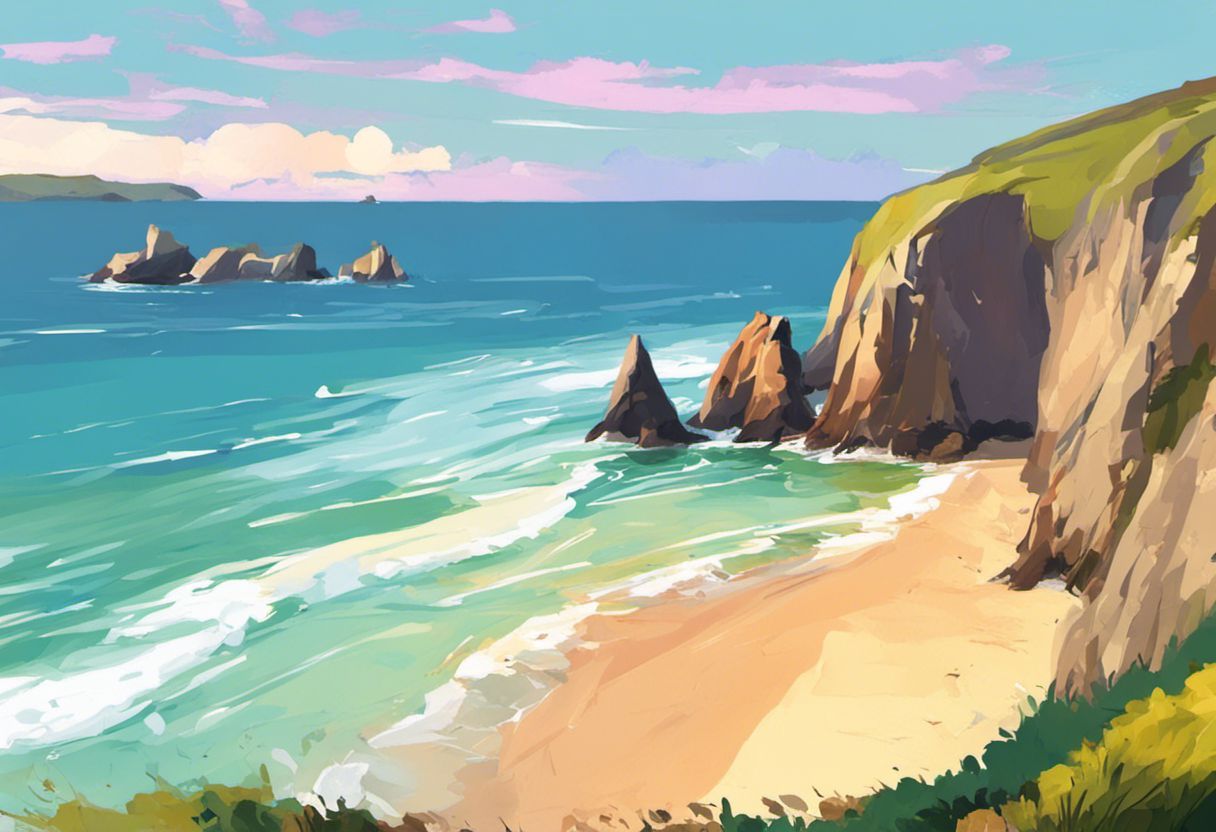Peinture numérique colorée de plage bretonne