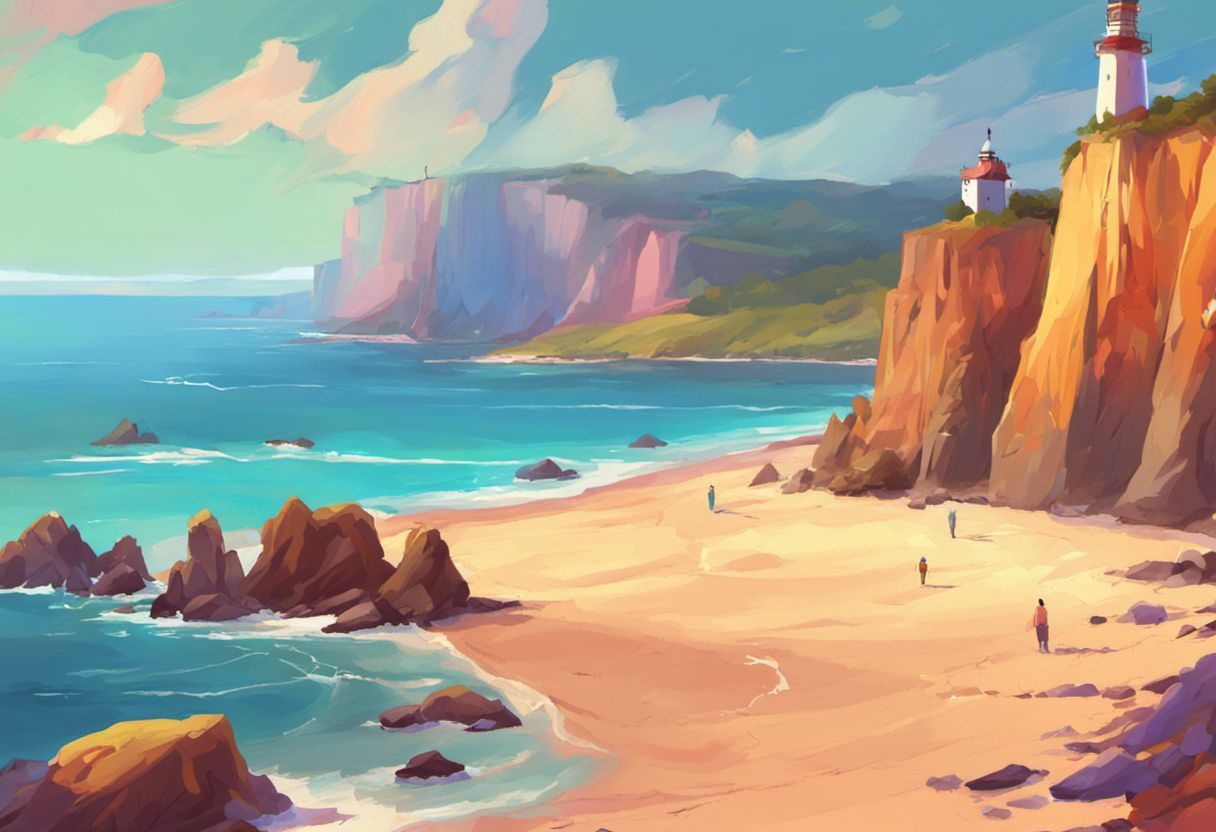 Art digital : plage, falaises et lighthouses