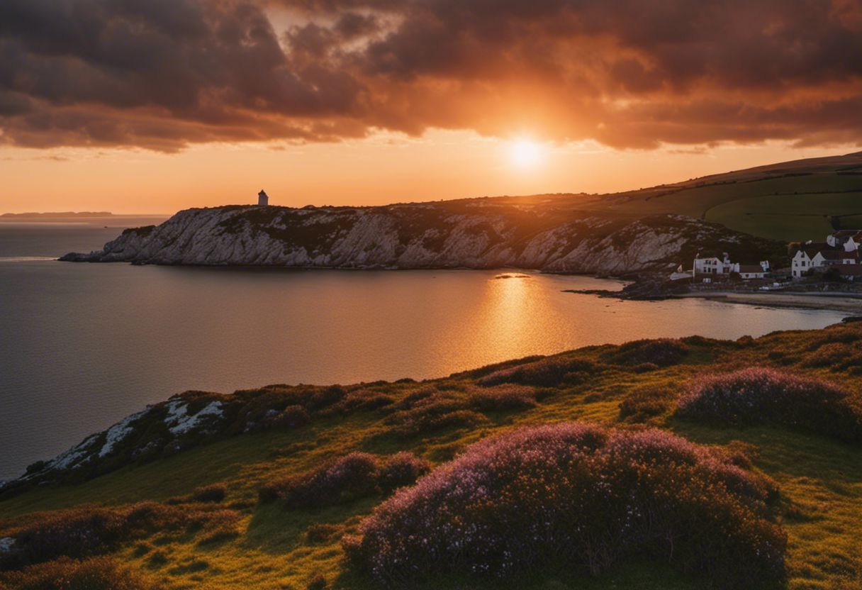 Coucher de soleil magnifique sur les îles bretonnes pittoresques
